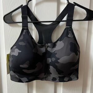 Camo Front Zip Workout Bra